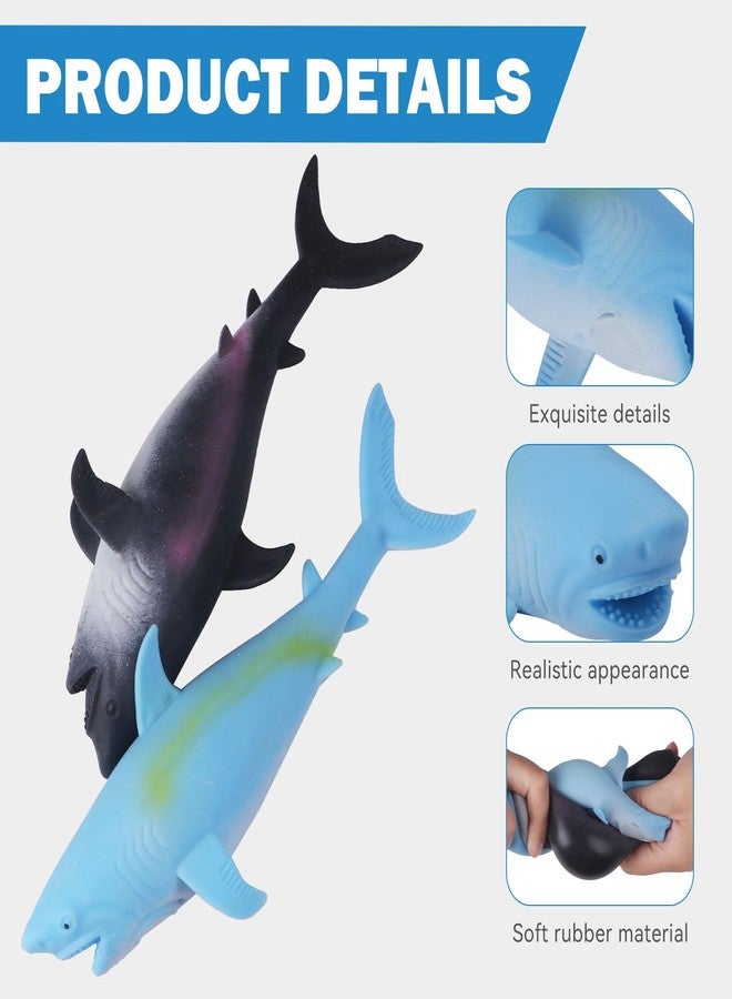 AiSiXin Shark Stress Balls (2Pack) Squishy Toys for Kids Adults, 8 Inch Shark Squishy Ball, Dough Ball, Animal Squeeze Stress Toys, Stretchy Stress Relief Sensory Fidget Toys, Party Favors, Birthday - Image 2